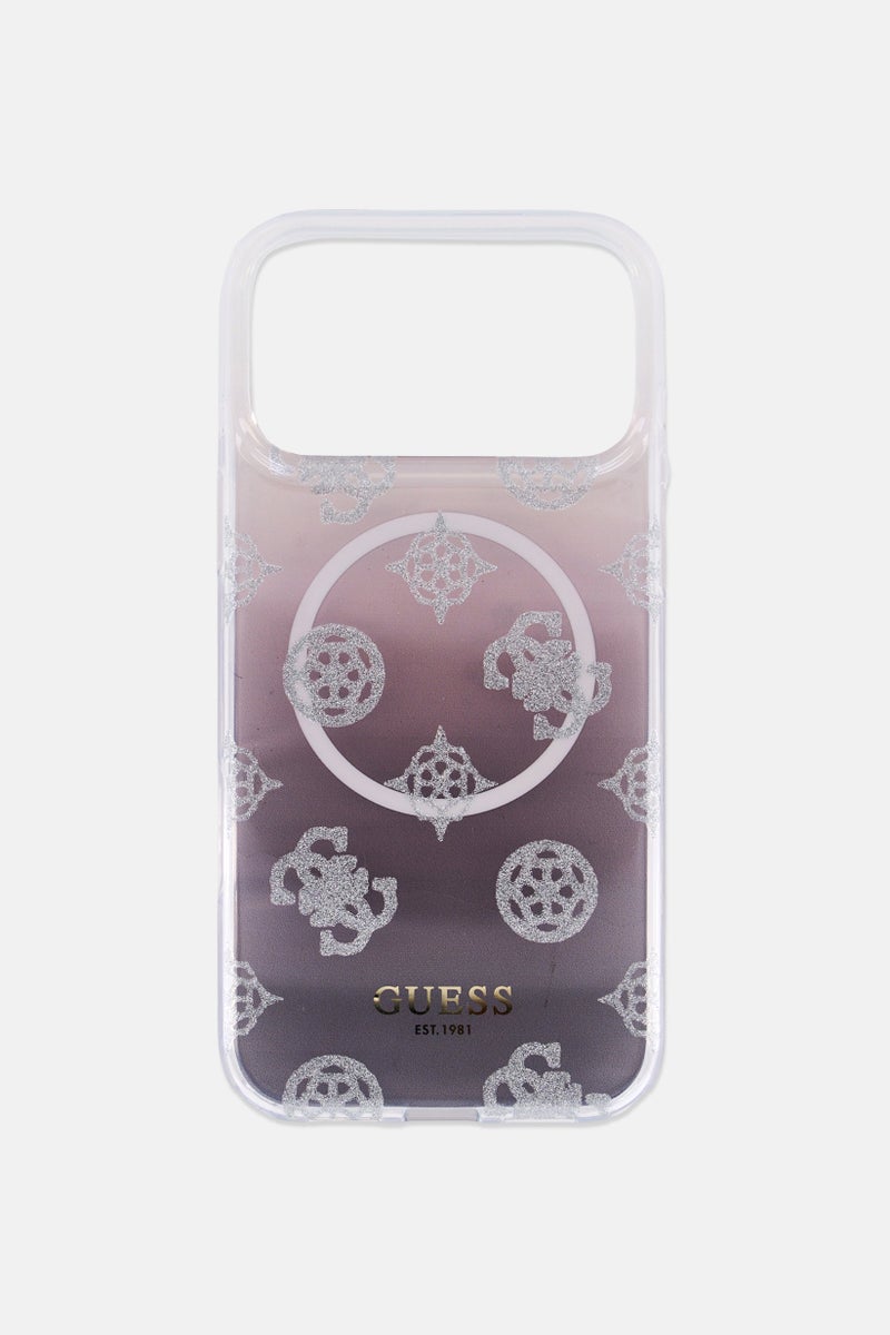 GUESS iPhone 17 Pro Max Gradient Peony And Glitter Mobile Case, Grey - Image 2